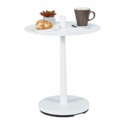 Relaxdays - Guéridon, acier, bois, h x d : 56 x 45 cm, table d'appoint de salon, console ronde au design moderne, blanc