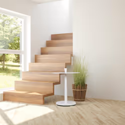 Relaxdays - Guéridon, acier, bois, h x d : 56 x 45 cm, table d'appoint de salon, console ronde au design moderne, blanc