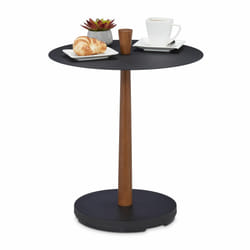 Relaxdays - Guéridon, acier, bois, h x d : 56 x 45 cm, table d'appoint de salon, métal style industriel, noir/marron