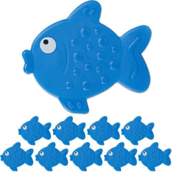 Relaxdays - Autocollants de salle de bain antidérapant, lot de 10, Design poissons, avec ventouses, enfants, bleu