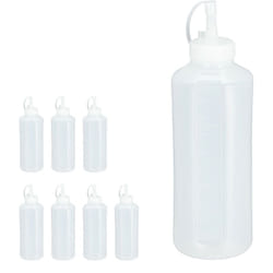 Relaxdays - Bouteille à sauce, lot de 8, 1000 ml, squeeze bottle à remplir, récipient plastique, ketchup, transparent