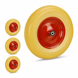 Roue de brouette 4.80 4.00-8 lot de 4 roue caoutchouc secours12 adaptateurs pneu diable 100kg de charge jaune-rouge