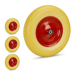 Roue de brouette 4.80 4.00-8 lot de 4 roue caoutchouc secours12 adaptateurs pneu diable 100kg de charge jaune-rouge