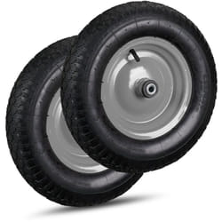 Relaxdays - Roue de brouette 4.80 4.00-8, lot de 2, roue de rechange, cauoutchouc, jante en acier, 120 kg, 6 adaptateurs, noir-gris