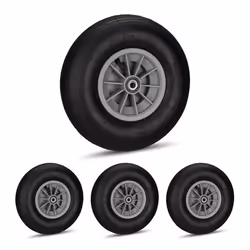 Lot de 4 roues de brouette caoutchouc 200 kg roue de rechange axe caoutchouc essieu 4.00-6 3 adaptateurs noir/grise