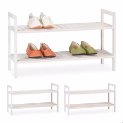 Étagère chaussures lot de 3 empilable support avec 2 niveaux bois de noyer jusqu’à 6 paires 41x69x27 cm blanc