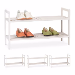 Étagère chaussures lot de 4 empilable support avec 2 niveaux bois de noyer jusqu’à 6 paires 41x69x27 cm blanc