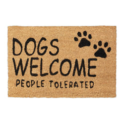 Relaxdays - Paillasson coco, tapis d'entrée «Dogs Welcome», 60x40 cm, caoutchouté, résistant, intérieur, extérieur, nature