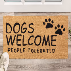 Relaxdays - Paillasson coco, tapis d'entrée «Dogs Welcome», 60x40 cm, caoutchouté, résistant, intérieur, extérieur, nature