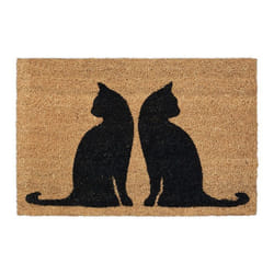Relaxdays Paillasson coco 40 x 60 cm tapis de porte motif chats intérieur extérieur antidérapant nature/noir