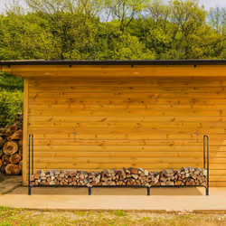 Relaxdays - Rangement pour bûches, en métal, dimensions : 122 x 370 x 38,5 cm, style moderne, jardin, cour extérieur, noir