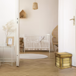 Tabouret rangement vintage, motif vieilles planches, pliable, matelassé, HxLxP : 38x37,5x37,5 cm, marron - Relaxdays