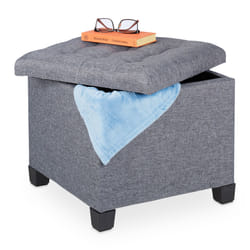Relaxdays 4052025385316 tabouret mousse, Panneaux MDF, Plastique, Polyester Gris