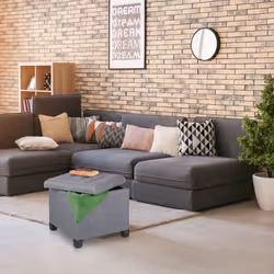 Relaxdays 4052025385316 tabouret mousse, Panneaux MDF, Plastique, Polyester Gris