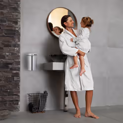 Poubelle de salle de bain, montage mural, avec seau intérieur amovible, HxLxP : 25x17x22 cm, argenté et noir - Relaxdays