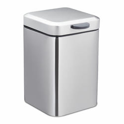 Poubelle de salle de bain, fixation murale, 3 l, carrée, frein de chute, HxLxP: 24,5x16x23 cm, argenté - Relaxdays