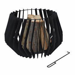 Relaxdays - Braséro rond avec tisonnier, en acier, design moderne, h x d : env. 40 x 60 cm, pour jardin et terrasse, noir