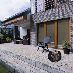 Relaxdays - Braséro rond avec tisonnier, en acier, design moderne, h x d : env. 40 x 60 cm, pour jardin et terrasse, noir
