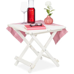Relaxdays - Table pliante en bois, pour salon, balcon et terrasse, robuste, console, hlp : 50 x 50 x 50 cm, blanche
