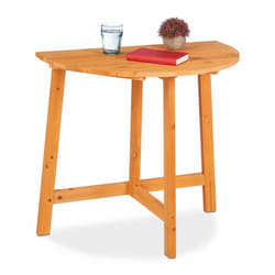 Relaxdays Table pliante, demi-lune, HxLxP: 74x80x50 cm, balcon & jardin, bois de sapin, extérieur, table murale, naturel