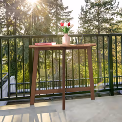 Relaxdays Table pliante, demi-lune, HxLxP: 74x80x50 cm, balcon, jardin & terrasse, bois, extérieur, table murale, marron - Vue supplémentaire 5
