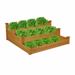 Carré potager 3 niveaux, jardinière en escalier, hlp : 46x122x122 cm, sapin, parterre jardin, terrasse, nature - Relaxdays