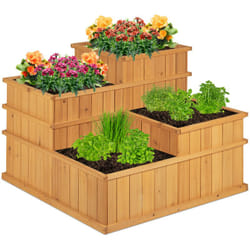 Relaxdays - Jardin potager, différentes hauteurs, 4 bacs, balcon, terrasse, caisse en bois, HxLxP : 61x81x81 cm, nature
