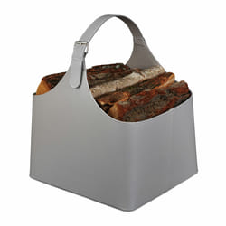 Relaxdays - Panier à bois en similicuir, porte-bûches solide avec anse, à porter, sac cheminée, chauffage, gris foncé