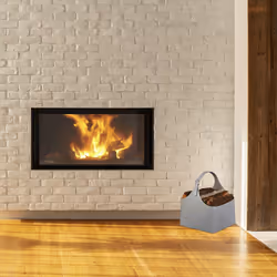Relaxdays - Panier à bois en similicuir, porte-bûches solide avec anse, à porter, sac cheminée, chauffage, gris foncé