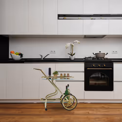 Relaxdays Chariot de service, roulettes et roues, 2 étages, verre et fer, HLP : 80x43x85 cm, desserte roulante, laiton