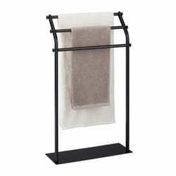 Porte-serviettes, 3 barres, HxLxP : 86 x 51 x 19 cm, antidérapant, salle de bain, chambre, acier, noir - Relaxdays