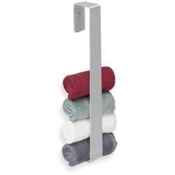 Relaxdays - Porte-serviette mural, barre chiffon 45 cm, inox, autocollant, salle de bain, serviettes invités, argenté