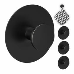 Patère de porte autocollante, set de 4, en acier inoxydable, ø 5,5 cm, crochet mural sans perçage, noir - Relaxdays