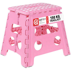 Relaxdays - Tabouret pliable, antidérapant, 120 kg charge max., poignée, escabeau pliable, HxLxP: 32,5 x 37 x 30 cm, rose