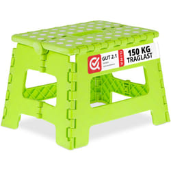 Relaxdays - Tabouret pliable, plastique, 1 marche, marchepied pour enfant, max. 120 kg, hlp: 22,5x32x25 cm, vert/blanc