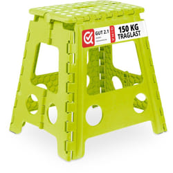 Relaxdays - Tabouret pliable, antidérapant, 120 kg de capacité de charge, poignée,HxLxP 39 x 38,5 x 32 cm, bleu clair