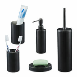 Relaxdays - Accessoires de salle de bain, 5 pièces, en inox brossé et plastique, design moderne et harmonieux, anthracite