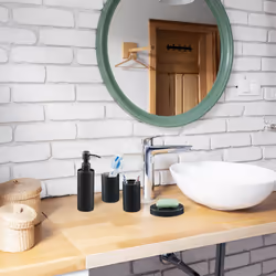 Relaxdays - Accessoires de salle de bain, 5 pièces, en inox brossé et plastique, design moderne et harmonieux, anthracite