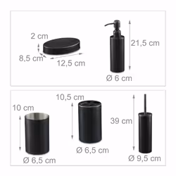Relaxdays - Accessoires de salle de bain, 5 pièces, en inox brossé et plastique, design moderne et harmonieux, anthracite - Vue supplémentaire 4