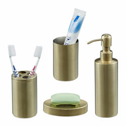 Accessoires de salle de bain, 4 pièces, en inox brossé et plastique, design moderne et harmonieux, doré - Relaxdays