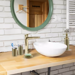 Accessoires de salle de bain, 4 pièces, en inox brossé et plastique, design moderne et harmonieux, doré - Relaxdays