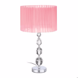 Relaxdays Lampe de chevet aspect cristal douille E27 abat-jour rond H x D : 54 x 295 cm chambre et salon rose