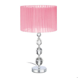 Relaxdays Lampe de chevet aspect cristal douille E27 abat-jour rond H x D : 54 x 295 cm chambre et salon rose