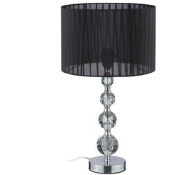 Relaxdays - Lampe de chevet, aspect cristal, douille E27, abat-jour rond, h x d : 54 x 29,5 cm, chambre et salon, noir