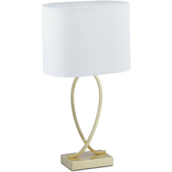 Relaxdays - Lampe de chevet, abat-jour, douille E27, h x l x p : 51 x 28 x 18 cm, pour salon et chambre, doré/blanc