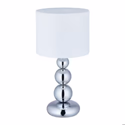 Relaxdays Lampe de chevet abat-jour blanc pied argenté douille E27 HxD 50x25 cm pour salon & chambre argenté/blanc