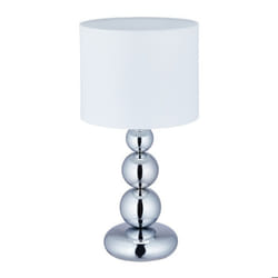 Relaxdays Lampe de chevet abat-jour blanc pied argenté douille E27 HxD 50x25 cm pour salon & chambre argenté/blanc