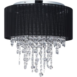 Relaxdays - Plafonnier cristal, lampe avec abat-jour en organza, douille G9, 5 ampoules, 39 x 40 cm, noir/argenté