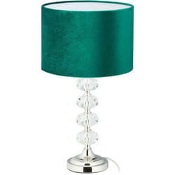 Relaxdays - Lampe de chevet, velours et cristal, HxD : 47 x 26 cm, douille E14, table, éclairage indirect, chambre, vert
