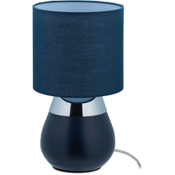 Relaxdays - Lampe de chevet tactile, douille : E14, lumière indirecte, avec abat-jour, h x d : env. 32 x 18 cm, bleu foncé